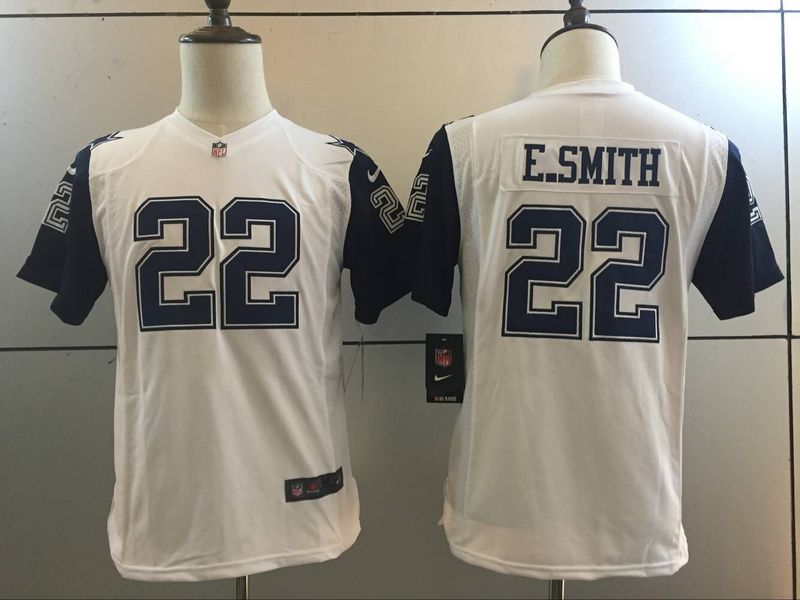Youth Dallas Cowboys 22 E.Smith White 2016 Nike Stitched NFL Limited Rush Jersey